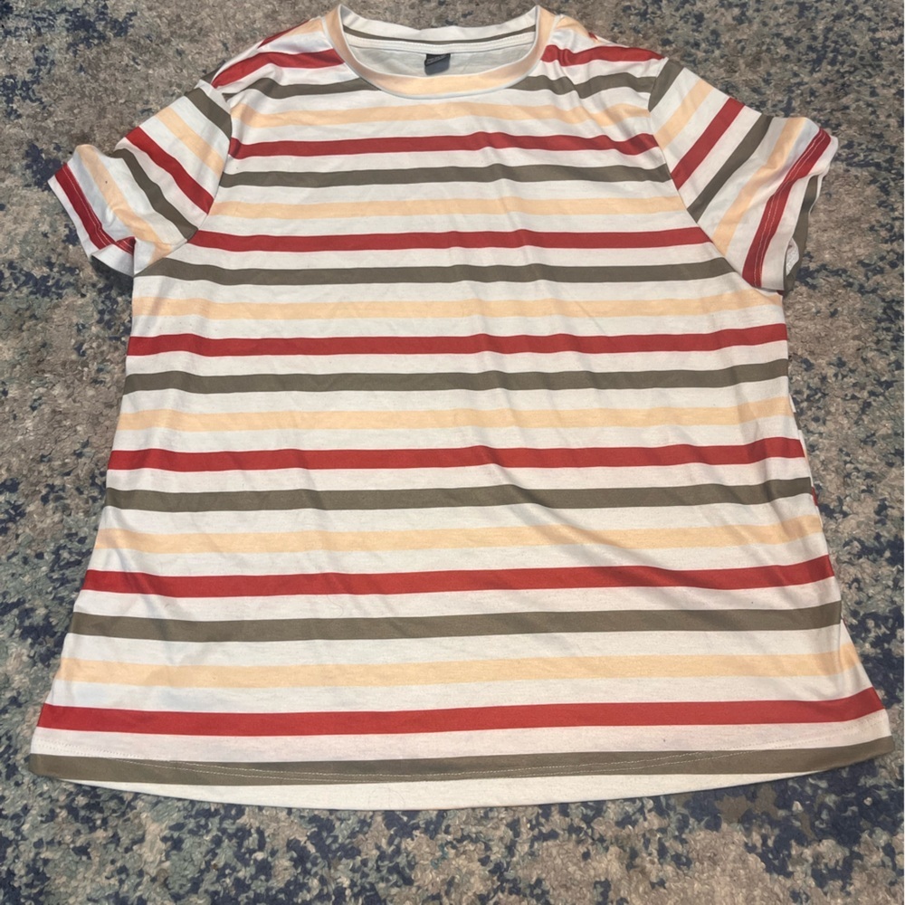SHEIN Multicolor Striped Crew Neck T-Shirt Women's Size Large